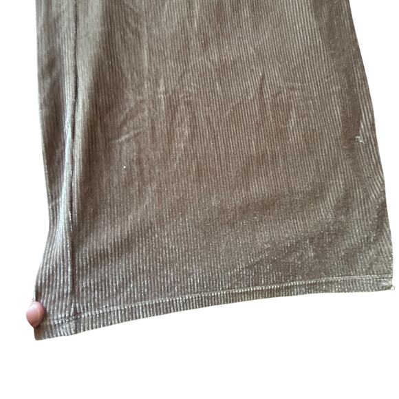 Chocolate USA Wide Leg Ribbed‎ Velvet Pants Taupe Shimmer Soft Stretch Lounge L - Picture 4 of 8